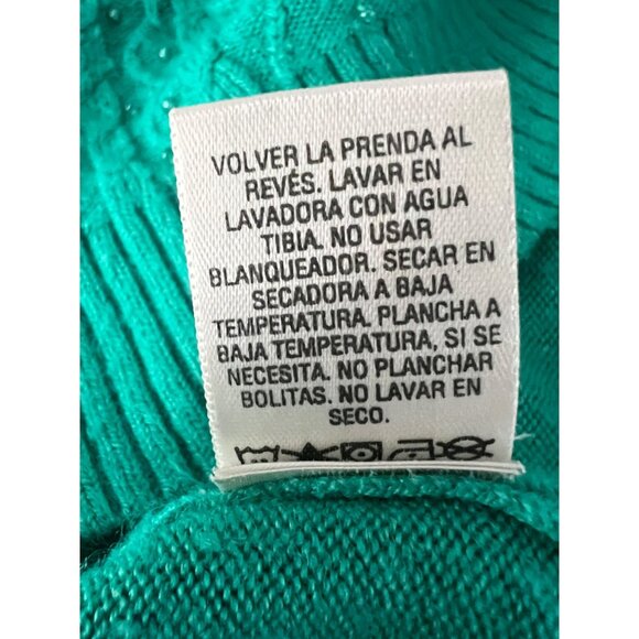 Classic Elements Women’s sweater size large (14-16) Green sequins cable knit - Picture 11 of 14